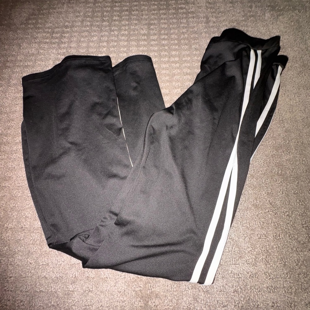 SHEIN Black Flare Pants with White Stripes